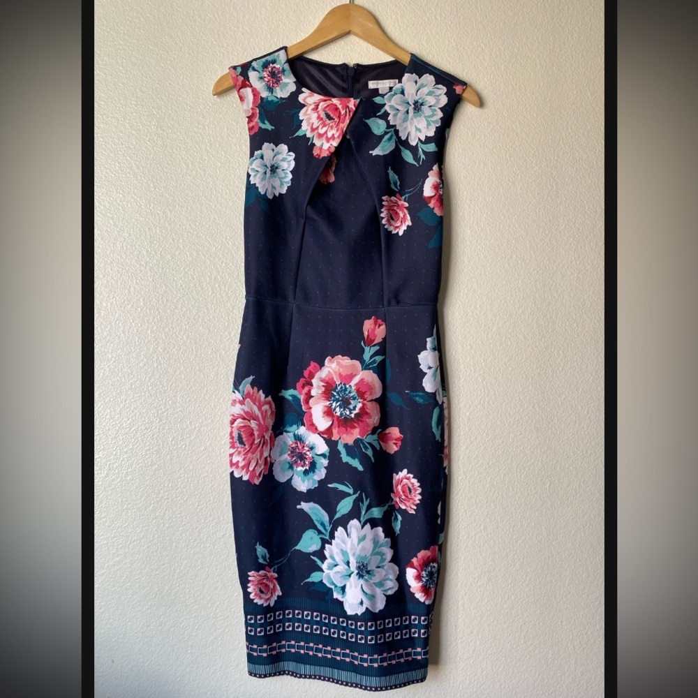 New York & Company Navy Floral Midi Dress